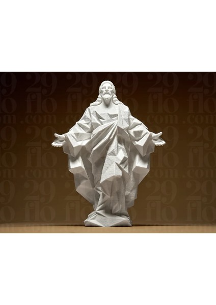 Geometrik Isa Heykeli | Dekoratif Dini Figür | Masa ve Raf Süsü | 15CM