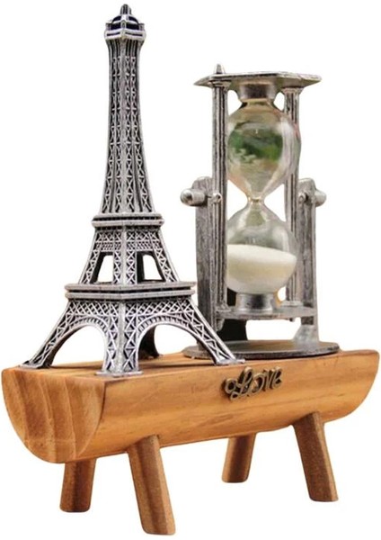 Bfs Eyfel Kulesi Tasarımlı Kum Saati Kristalleştirilmiş Kum Saati Dekoratif Ahşap Görünümlü