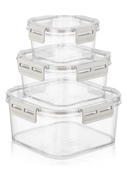 3'lü Pratik Silikon Contalı Sızdırmaz Kapaklı Sağlam Istiflenebilir Saklama Kapları fırsatları