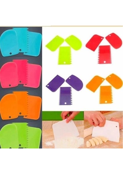 Pasta Hamur Şekillendirici Spatula Kesici Kazıyıcı Dekoratör Set
