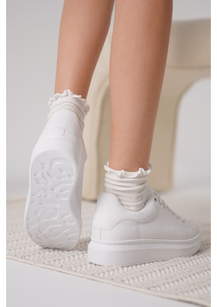 Samira Premium Beyaz Bağcıklı Kadın Spor Ayakkabı