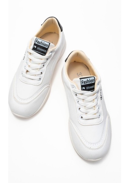 Virto Premium Beyaz Bağcıklı Kadın Spor Ayakkabı