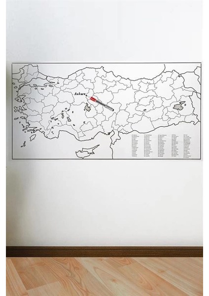 Yazılabilir Türkiye Haritası Manyetik Duvar Stickerı 110 x 56 cm fırsatları
