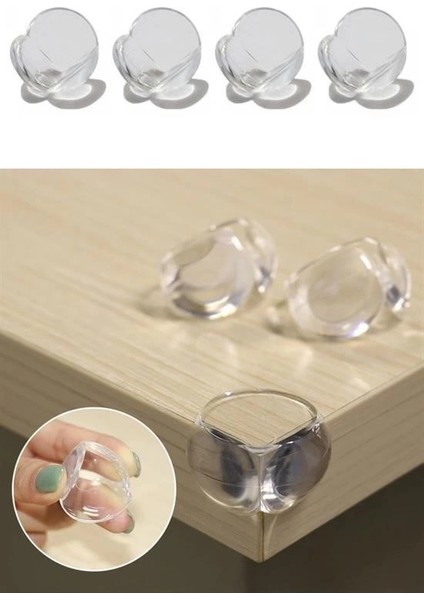 Bebek Çocuk Yumuşak ve Esnek Dairesel Şeffaf Yapışkanlı Güvenlik Köşe Koruyucu (4 Adet)