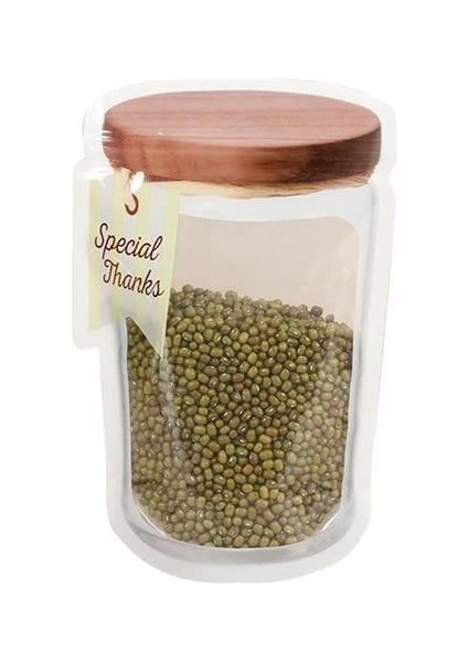 Kavanoz Görünümlü Kilitli Poşet Çıtçıtlı ve Pratik Torba 4 Adet