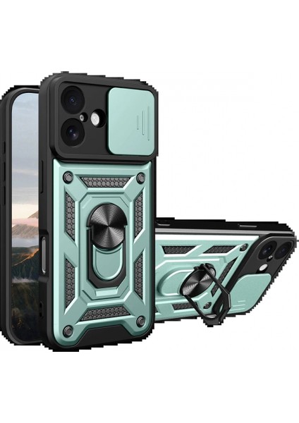 Ieg Apple iPhone 17 Pars Lens Yüzüklü Silikon - Yeşil