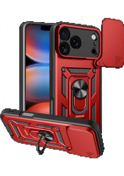 Ieg Apple iPhone 17 Pro Pars Lens Yüzüklü Silikon - Kırmızı