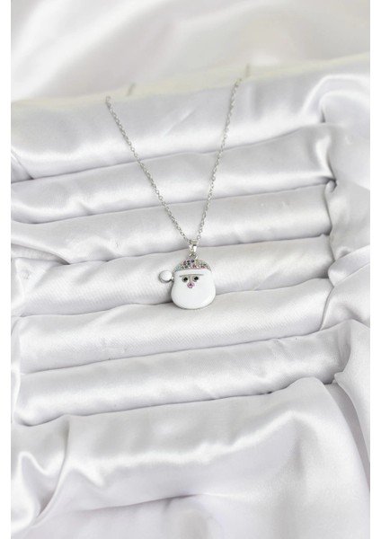 316L Çelik Zincir Gümüş Renk Şapkalı Kardan Adam Kafası Model Yılbaşı Temalı Kadın Kolye fiyatları