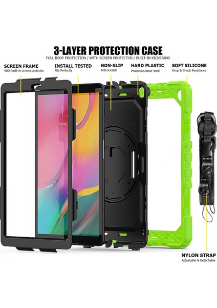 Ieg Samsung Galaxy T510 Tab A 10.1 Kılıf Pars Tablet Kapak - Yeşil modelleri