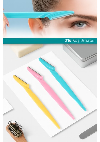 3'lü Yüz Jilet ve Kaş Usturası, Kadın Epilasyon, Bıyık Alma Düzeltici Ustura Set (10 Paket, 30 Adet) fiyatları