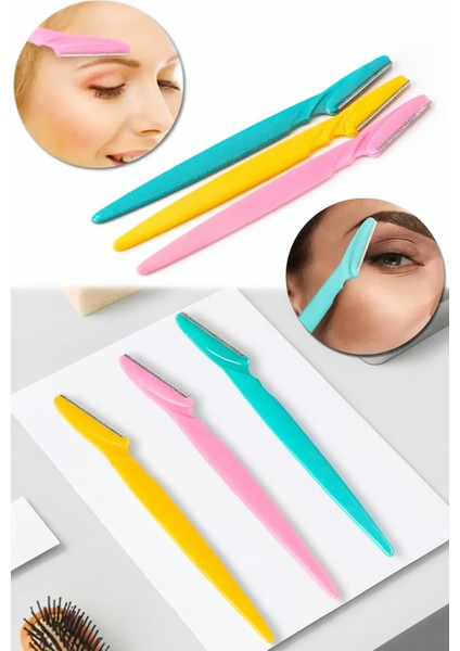 3'lü Yüz Jilet ve Kaş Usturası, Kadın Epilasyon, Bıyık Alma Düzeltici Ustura Set (10 Paket, 30 Adet)