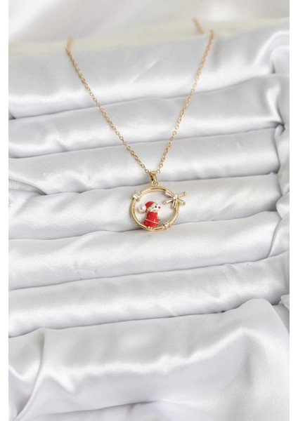 316L Çelik Zincir Gold Zirkon Taşlı Yılbaşı Tema Kadın Kolye fiyatları