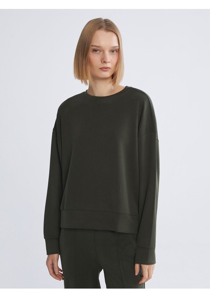 Yeni Sezon Bisiklet Yaka Oversize Kadın Sweatshirt