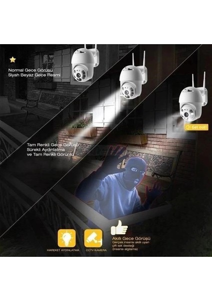 20 Mp Hd Lens Iç Dış Mekan Suya Danıklı Ip Wifi Network Güvenlik Kamerası Wifi Kamera