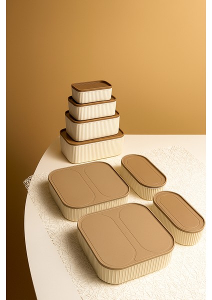 “8 Parça Saklama Kabı Seti – Sızdırmaz Kapaklı, Buzdolabı Düzenleyici, Mikrodalga Uyumlu Yemek Saklama Kapları” fiyatları