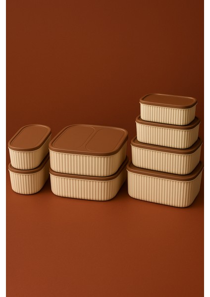 “8 Parça Saklama Kabı Seti – Sızdırmaz Kapaklı, Buzdolabı Düzenleyici, Mikrodalga Uyumlu Yemek Saklama Kapları” modelleri