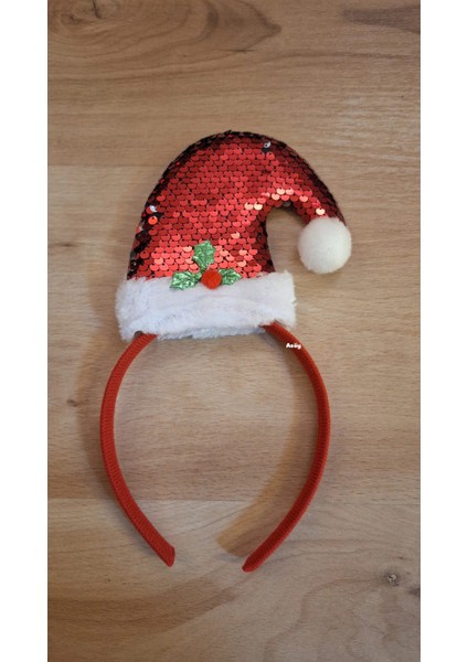 Yılbaşı Pullu Kırmızı Taç 1 Adet Yılbaşı Taçı Beyaz Ponponlu Çocuk Veya Yetişkin Yılbaşı Taç