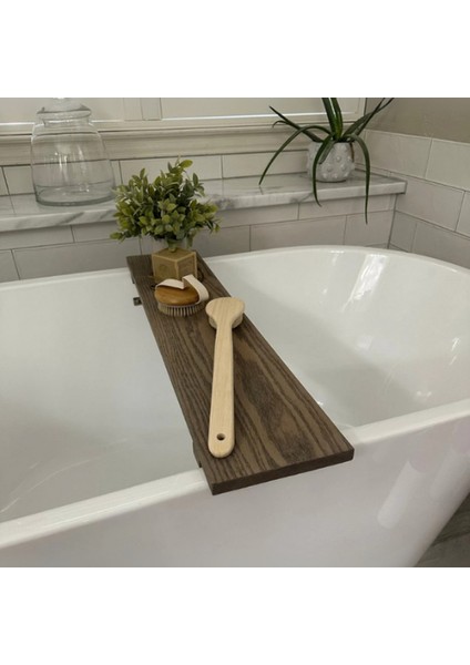 Zenora Ahşap Küvet Üstü Sehpası – Ceviz Renk Banyo Keyfi Tepsisi