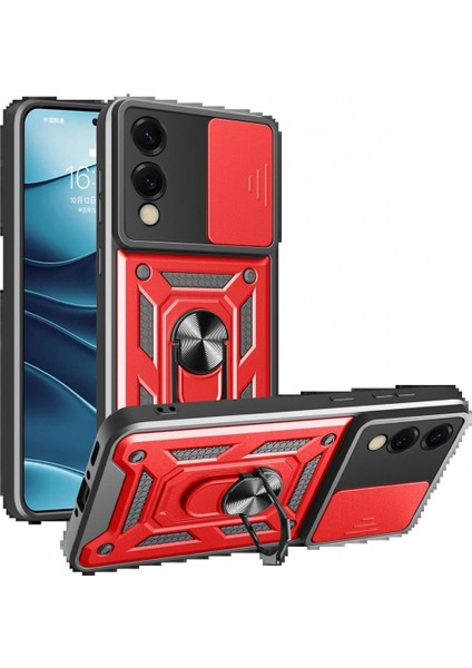 Ieg Samsung Galaxy S25 Edge Pars Lens Yüzüklü Silikon - Kırmızı