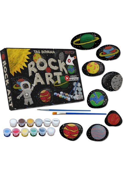 Taş Boyama /Video-Görsel Destekli /Yaratıcı Aile Etkinliği /Uzay Tema Sanatsal Aktivite Seti