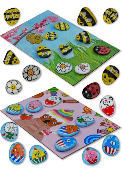 Taş Boyama /Video-Görsel Destekli /Yaratıcı Aile Etkinliği /Uzay Tema Sanatsal Aktivite Seti