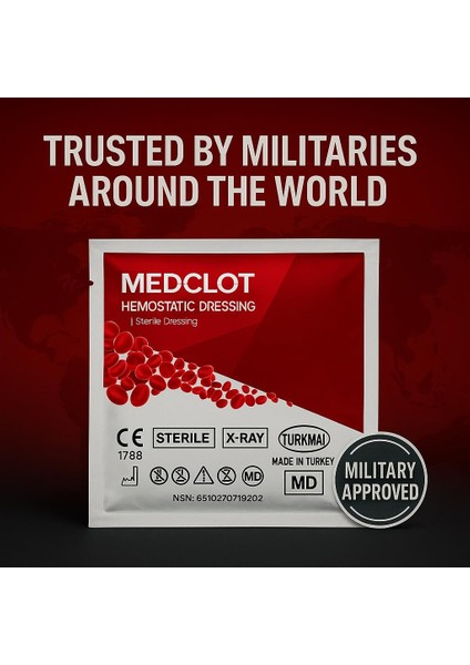 Hemostatik Steril Kanama Durdurucu Tampon Gazlı Bez Kaolin Ce Sertifikalı 7,5 x 61 cm (2 ft) Pansuman Bandaj Acil Durum Ilk Yardım Kanama Kontrolü modelleri