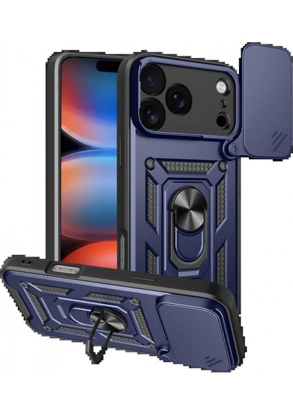 Ieg Apple iPhone 17 Pro Pars Lens Yüzüklü Silikon - Lacivert