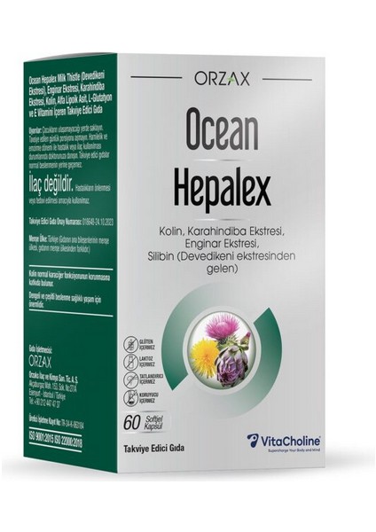 Orzax Hepalex Takviye Edici Gıda 60 Kapsül - Dezenfektan Hediyeli (%72 Alkol)