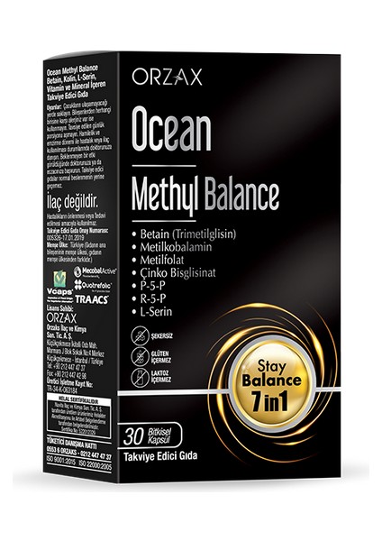Orzax Methyl Balance Takviye Edici Gıda 30 Kapsül - Dezenfektan Hediyeli (%72 Alkol)