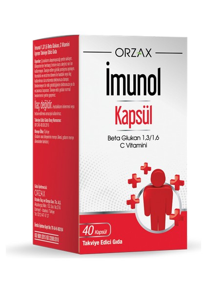 Orzax Imunol 40 Kapsül - Dezenfektan Hediyeli (%72 Alkol)