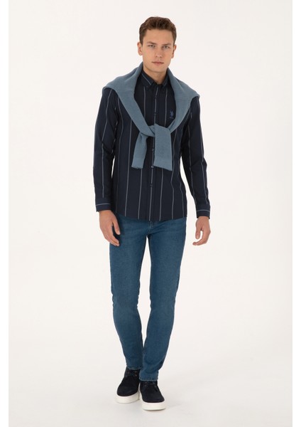 Erkek Lacivert Gömlek Desenli 50308537-VR033 fırsatları