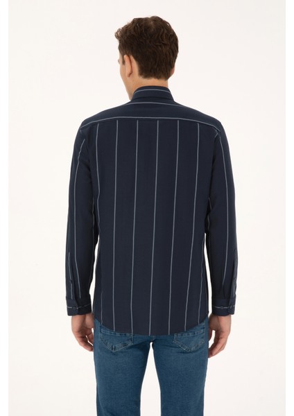 Erkek Lacivert Gömlek Desenli 50308537-VR033 indirimleri