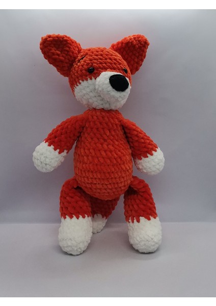 Amigurumi Kurnaz Tilki Oyuncak El Yapımı Örme Kadife İp 35 cm fiyatları
