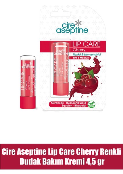 Cire Aseptine Lip Care Cherry Renkli Dudak Bakım Kremi 4,5 gr