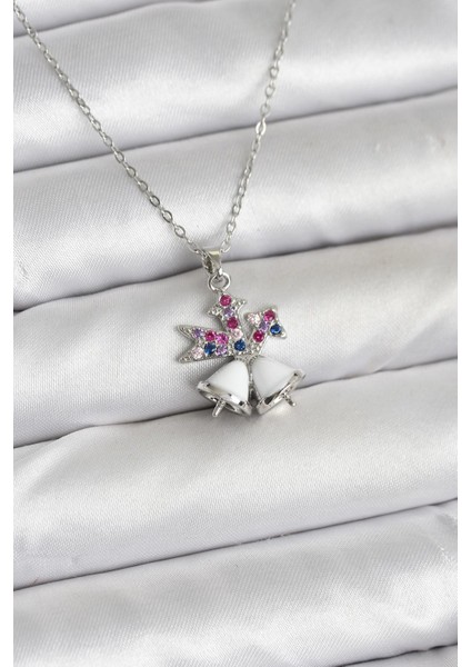 Erb 316L Çelik Zincir Gümüş Renk Chirtsmas Bell Model Yılbaşı Temalı Kadın Kolye