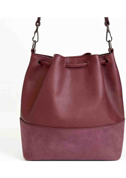 Bordo Floter Orta Boy Kadın Büzgülü Omuz ve Sırt Çantası fiyatları