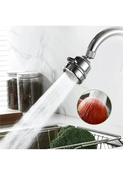 Mutfak Lavabo Başlığı 3 Fonksiyonlu Krom, Tasarruflu Hareketli Batarya Ucu Kubar, Oynar Başlıklı