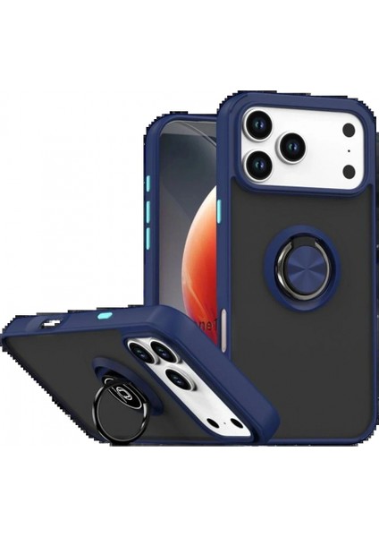 Ieg Apple iPhone 17 Pro Montreal Yüzüklü Silikon Kapak - Lacivert