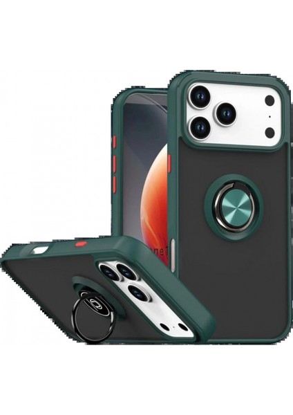 Ieg Apple iPhone 17 Pro Max Montreal Yüzüklü Silikon Kapak - Yeşil