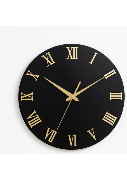 Siyah Gold Roma Rakamlı Duvar Saati – Premium Modern Tasarım, Sessiz Mekanizma fiyatları