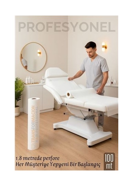 Tek Kullanımlık 60 cm x 100 m 1.80 mt Perforeli Sedye Örtüsü – Muayene ve Güzellik Salonları İçin