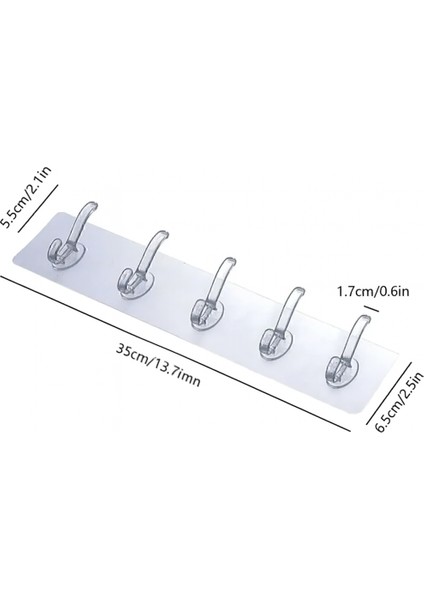 4 Adet Kendinden Yapışkanlı Güçlü Şeffaf 5'li Askılık - Kapı Arkası Mutfak Duvar Banyo indirimleri
