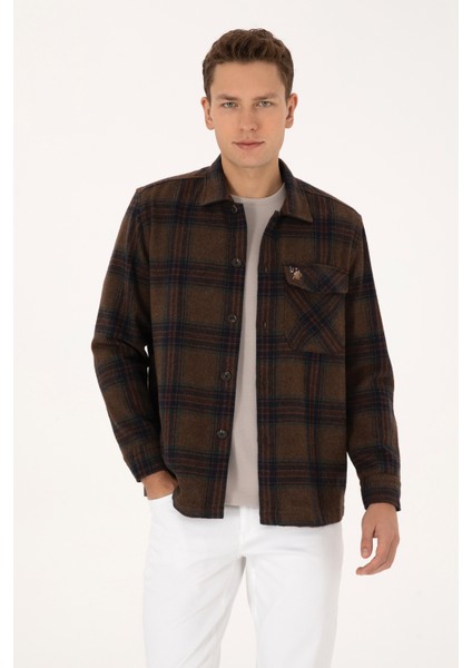 Erkek Kahverengi Gömlek Desenli 50316599-VR029
