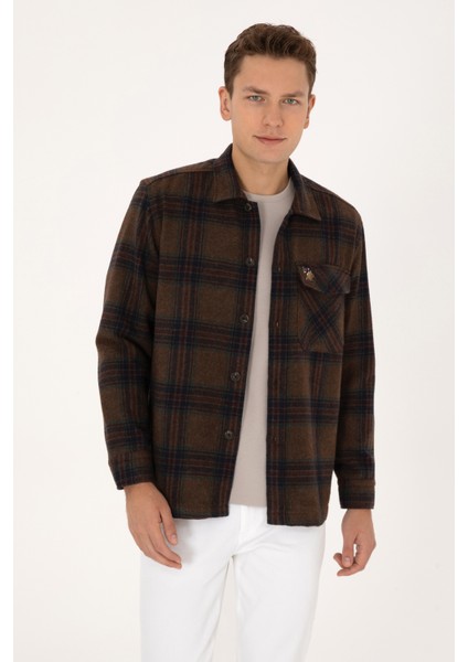 Erkek Kahverengi Gömlek Desenli 50316599-VR029 modelleri