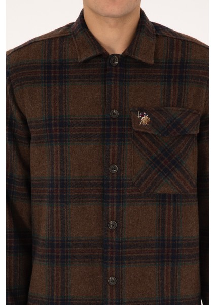 Erkek Kahverengi Gömlek Desenli 50316599-VR029