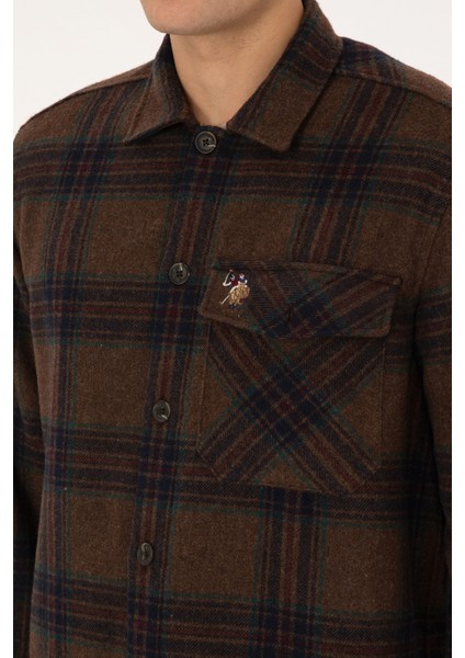 Erkek Kahverengi Gömlek Desenli 50316599-VR029