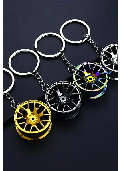 Hediyelik Jant Anahtarlık, Araç Oto Aksesuar 3D Metal Anahtarlık, Renkli Jant Anahtarlık