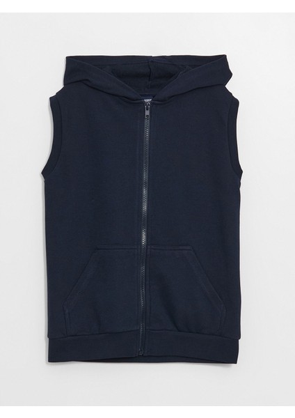 Yeni Sezon Kapüşonlu Basic Erkek Çocuk Fermuarlı Yelek