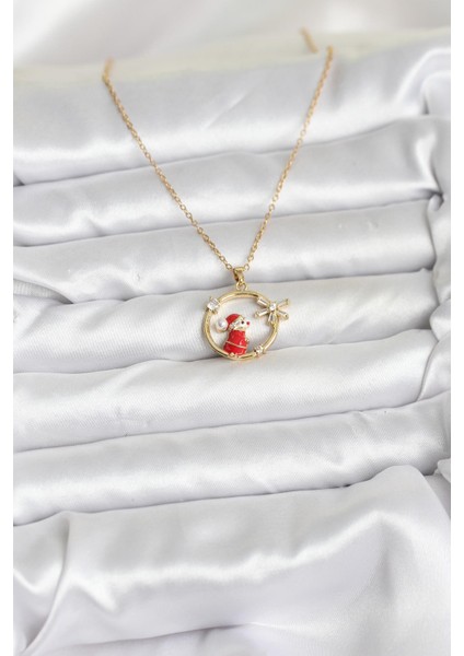 Erb 316L Çelik Zincir Gold Zirkon Taşlı Yılbaşı Tema Kadın Kolye fiyatları