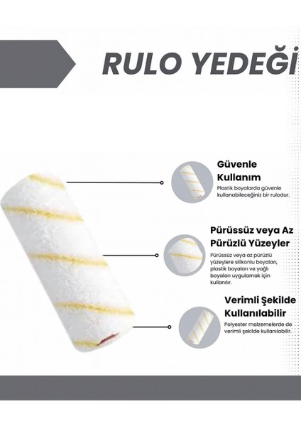 Yedek Parmak Rulo Uç, Boya Rulosu Yedeği Ucu, 10 cm Yağlı Boya Rulosu